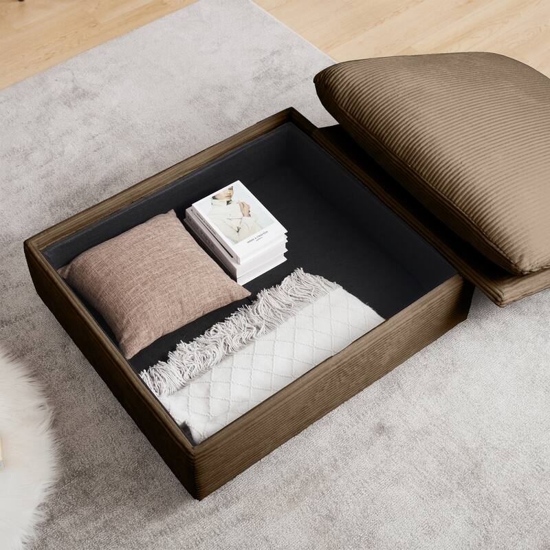 GDFStudio - Marlow Corduroy Fabric Ottoman with Storage
