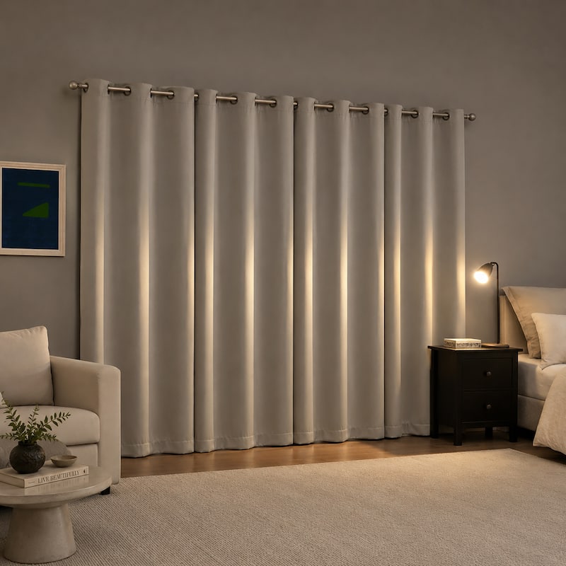Sun Zero Sheridan Dual-Sided Magnetic Closure Total Blackout Grommet 2-Piece Curtain Panel Pair