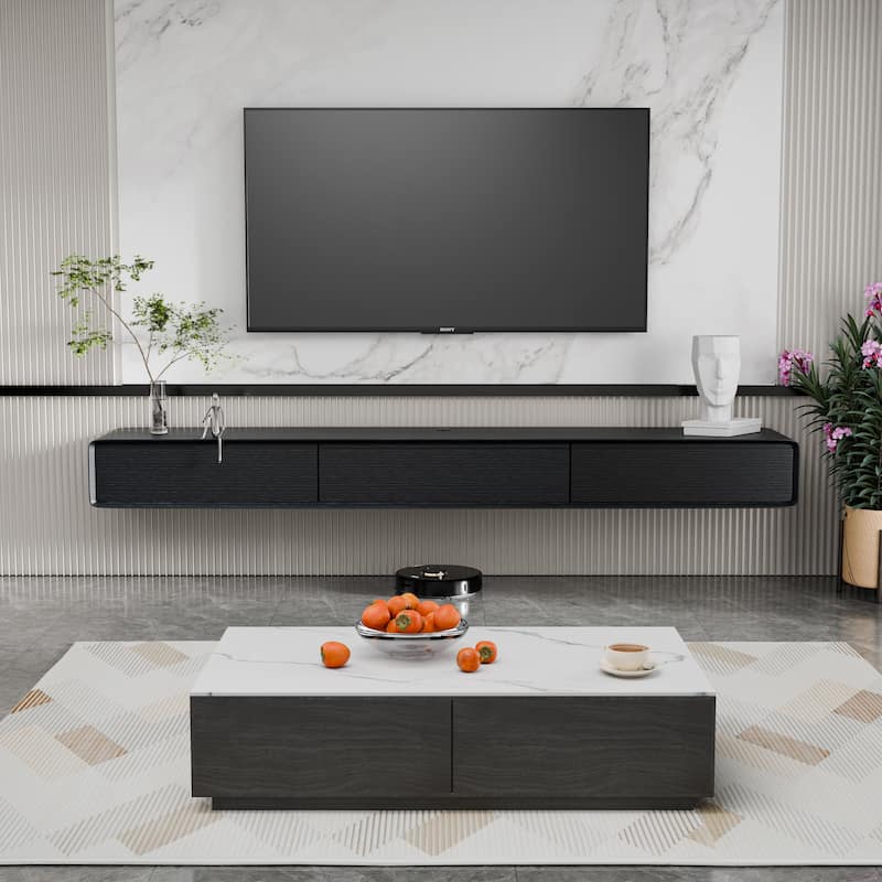 Modland 78" Modern Floating TV Stand Wall Mounted Media Control Center for Living Room - 78