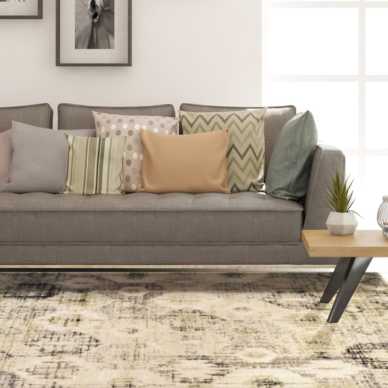 Superior Modern Distressed Diamonds Polypropylene Indoor Area Rug