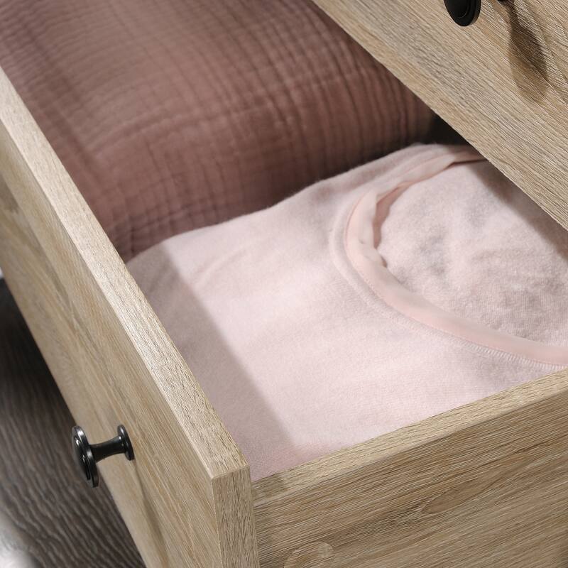 Wood Dresser with Spacious Drawers and Open Shelves