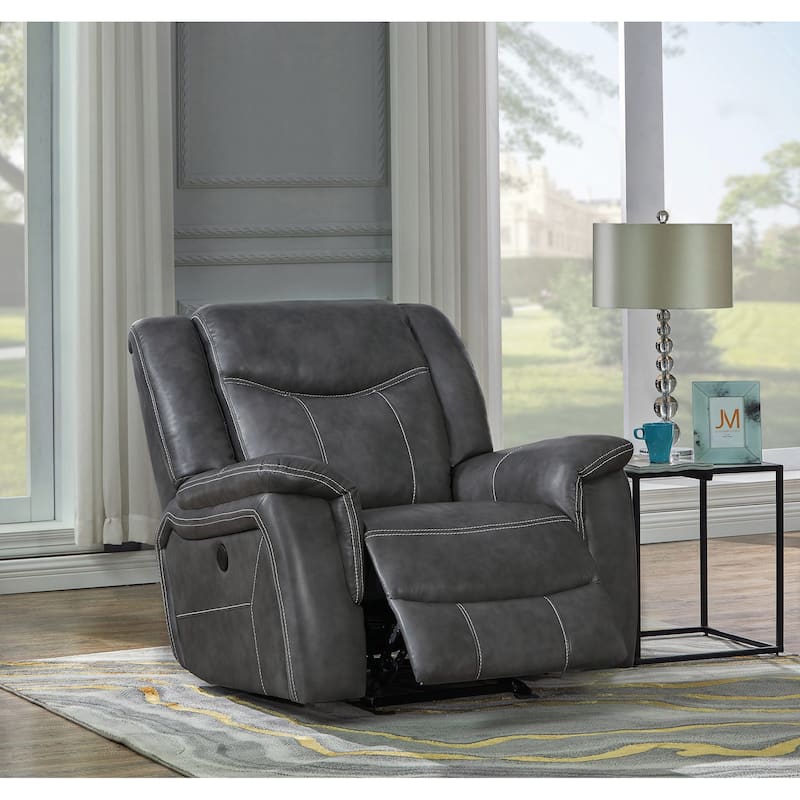 Upholstered Motion Glider Recliner in Grey