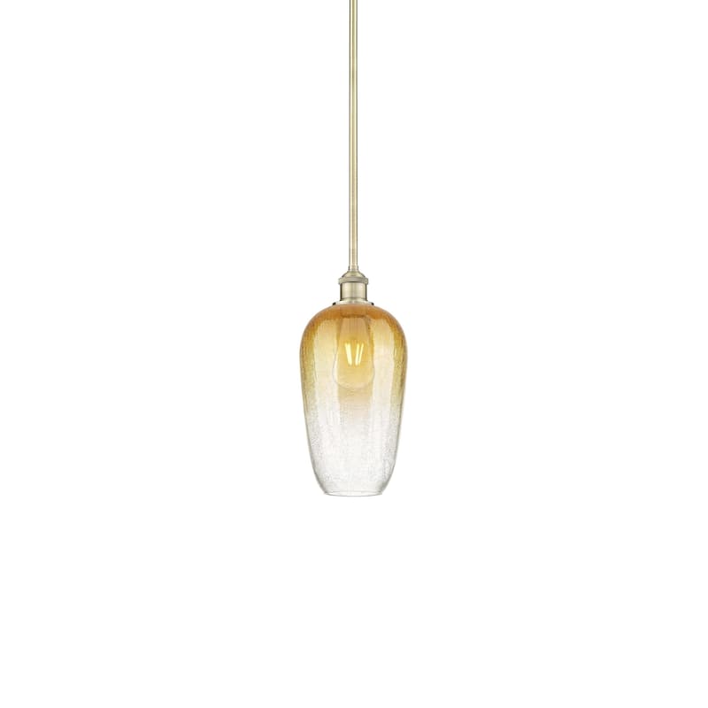 Innovations Lighting 616-1S-15-7 Brookhaven Flute Pendant Brookhaven - Antique Brass / Amber
