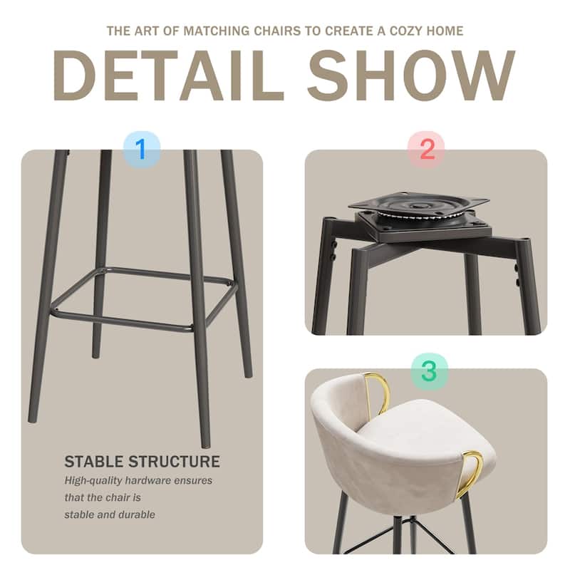 30" Dining Chairs Set of 4,Modern Style 360°Swivel Bar Chairs