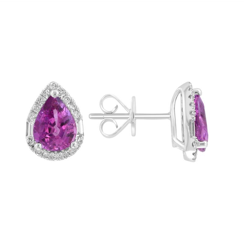 EFFY 18K Gold Diamond Pink Sapphire Pear One of a Kind Earrings
