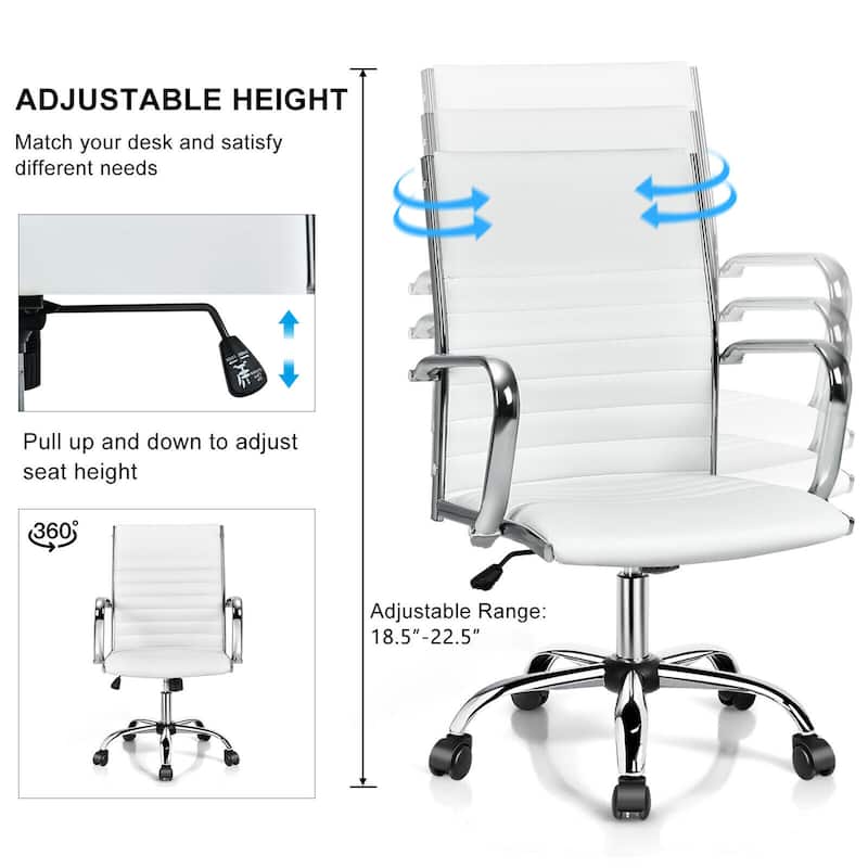 Gymax PU Leather Office Chair High Back Conference Task Chair