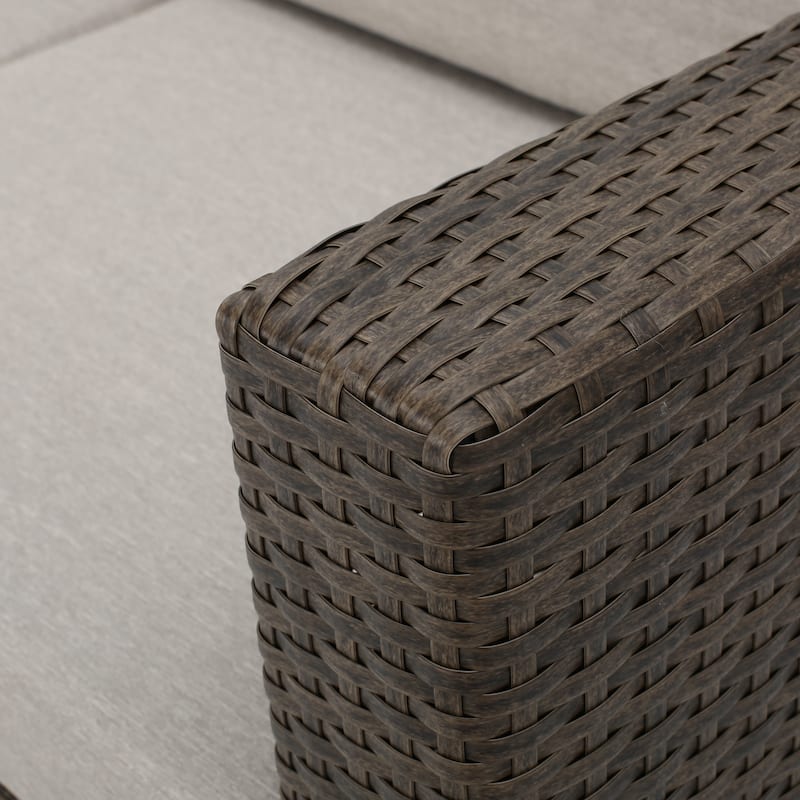 Puerta Outdoor 7-seater Cushioned Wicker Sofa Chat Set by Christopher Knight Home