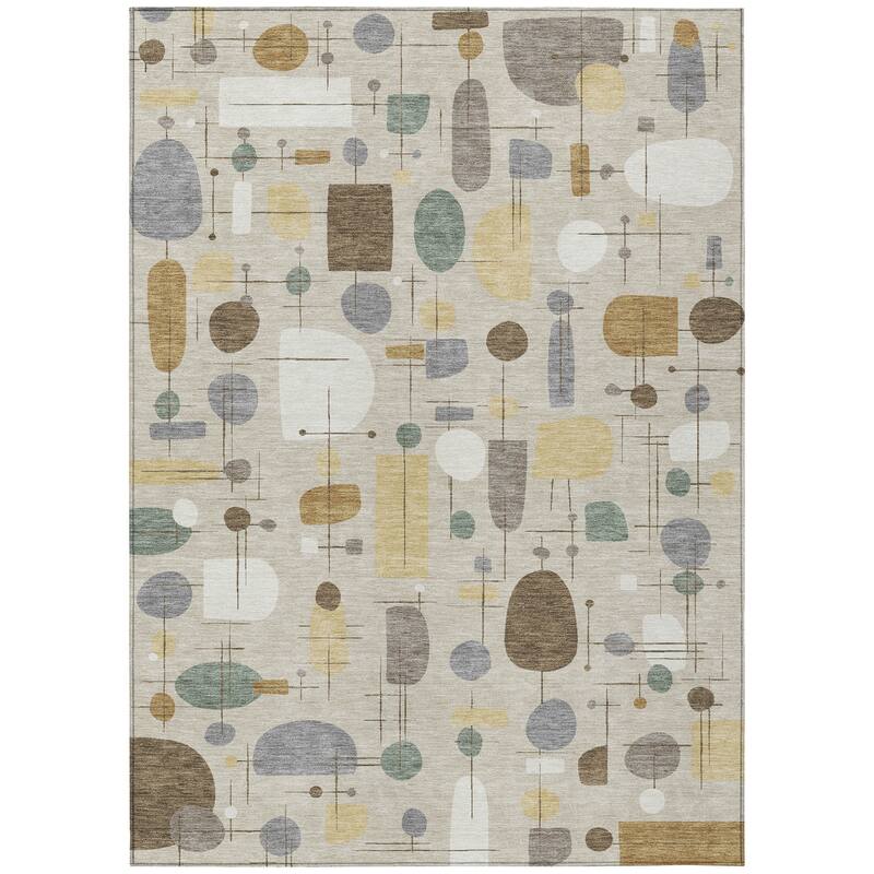 Machine Washable Indoor/ Outdoor Contemporary Fun Chantille Rug