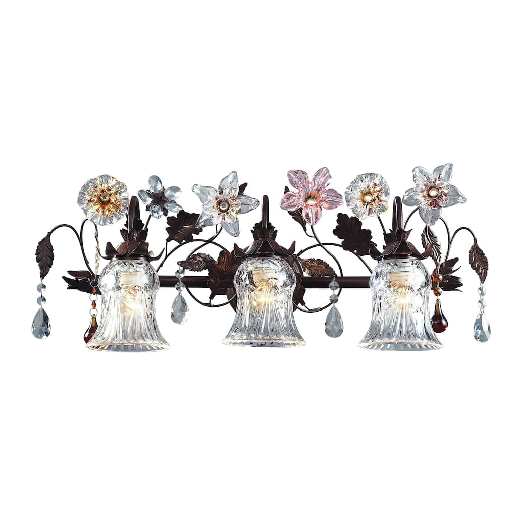 Cristallo Fiore 26-inch Wide 3-Light Vanity Light in Deep Rust