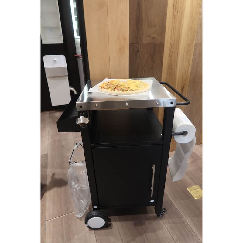 Grill Cart with Patio Furniture, Rolling Bar Cart Outdoor BBQ Cart with Hooks and Spice Rack for Grilling Accessories