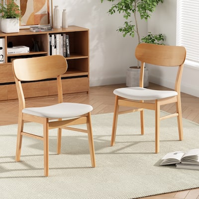 Roomfitters Mid-Century Modern Dining Chairs with Solid Wood Frame and Upholstered Seat, Set of 2