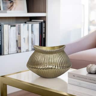 Sagebrook Home Balina Metal Boat Shaped Vase, Gold