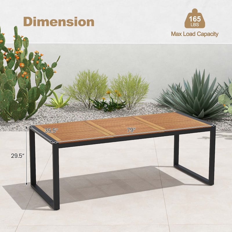 Costway 79" Acacia Wood 8-Person Patio Table with 1.9" Umbrella Hole, - See Details