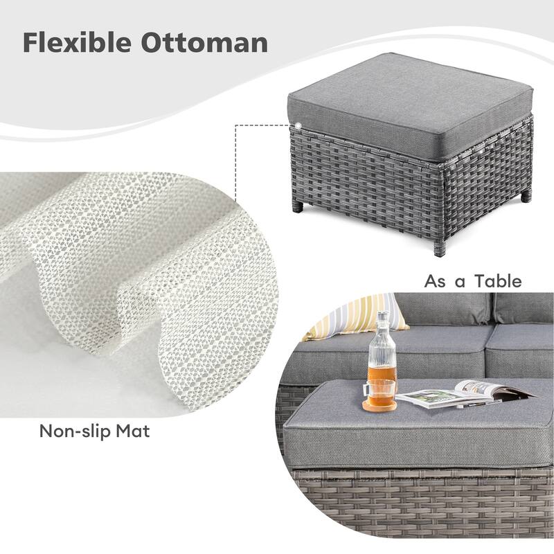 OVIOS 6-piece Patio Wicker Furniture Loveseat Conversation Set