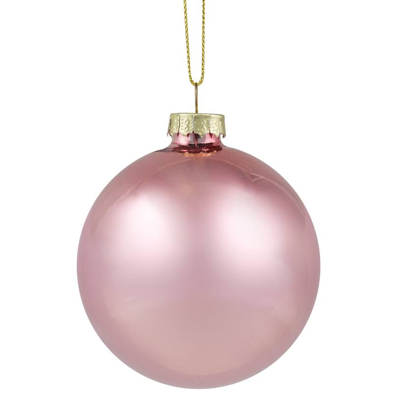 6ct Shiny Matte Baby Pink Glass Ball Christmas Ornaments 3.25" (80mm)