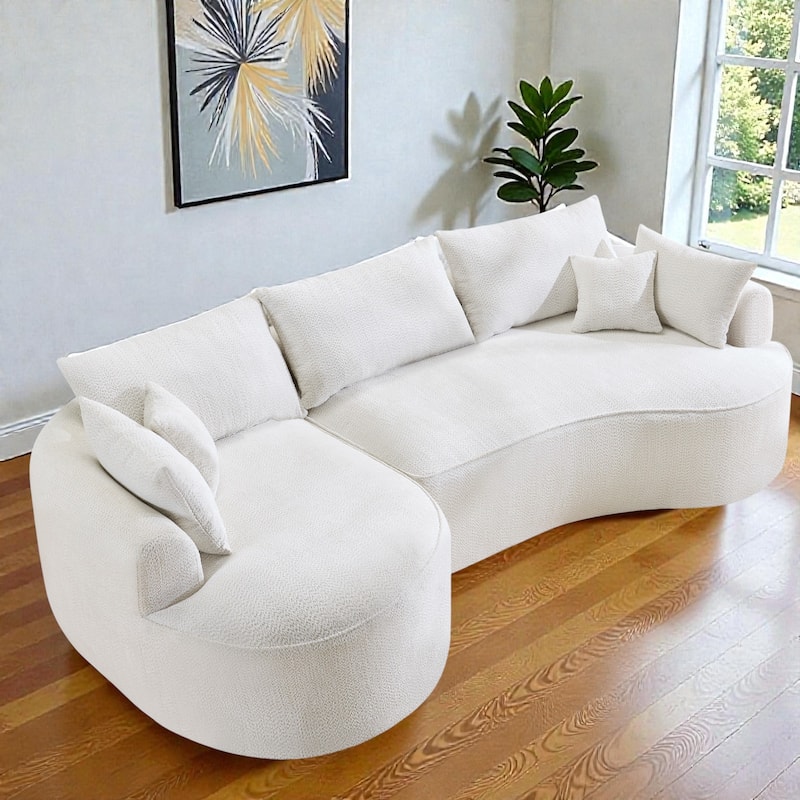 124.5 Inch Oversized Cloud Sofa, Modern Boneless Chenille Couch with Pillows, No Assembly Sofa for Living Room