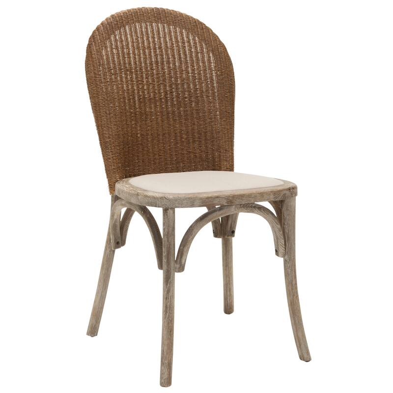 SAFAVIEH Abbey Rochelle Antiqued Oak Finish Taupe Dining Chair (Set of 2) - 18"W x 21"D x 36"H