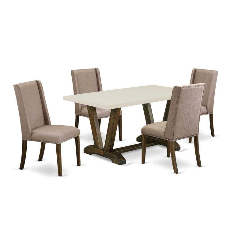 Modern 5-Piece Dinette Set - Dining Table with 4 Chairs - Rustic Kitchen Set - 60