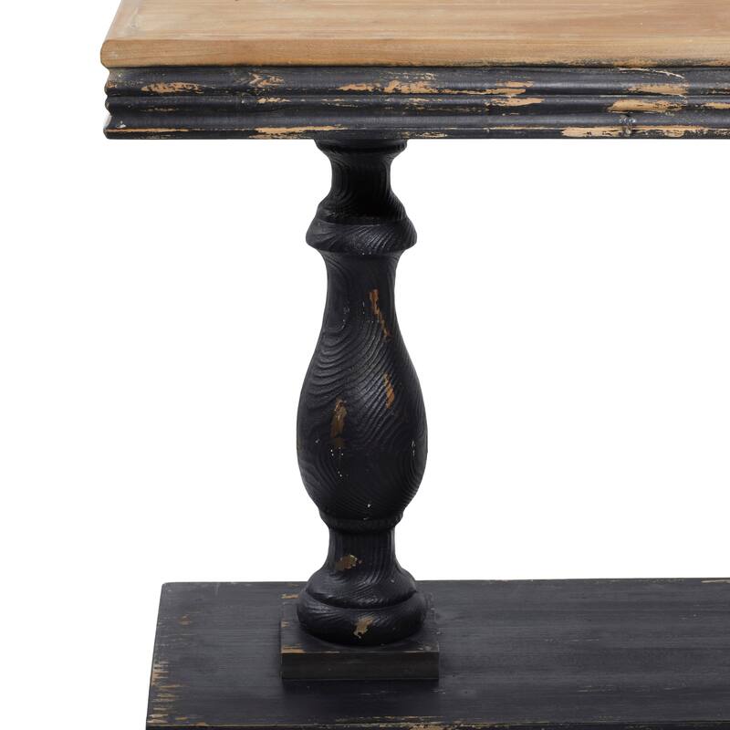 Wood Distressed Console Table with Brown Wood Top - Black - Roche River Decor - 18"Wx59"Lx31"H