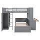 preview thumbnail 8 of 12, Multifunctional Design Loft Bed with Ladder, Wardrobe, Desk and Bookshelves, Full size, Grey