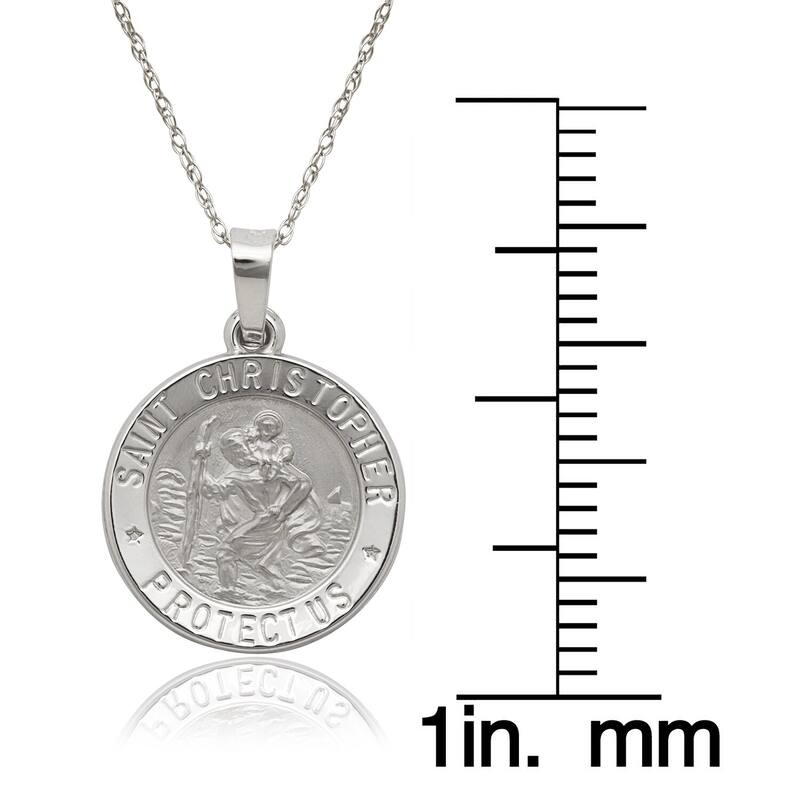 14k White Gold St. Christopher Medal 16-inch Gold-filled Chain Necklace