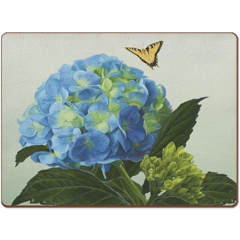 4 Cala Home Premium Hardboard Placemats Table Mats, Blue Hydrangea - Set of 4