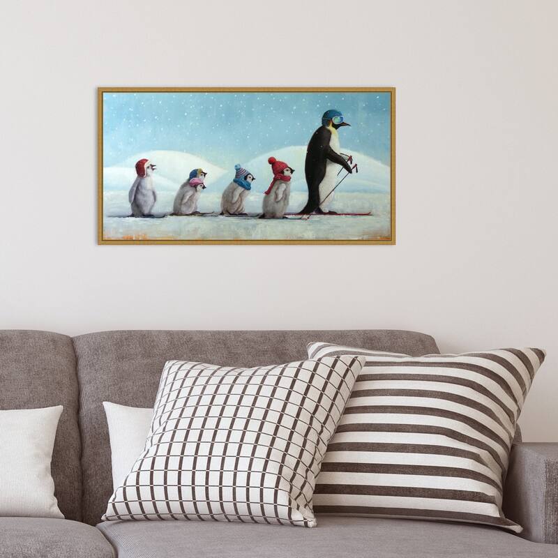 Ski School (Penguins) by Lucia Heffernan Framed Canvas Art