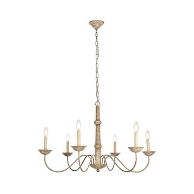 Merritt Collection Chandelier D35 H21.6 Lt:6 Weathered Dove Finish
