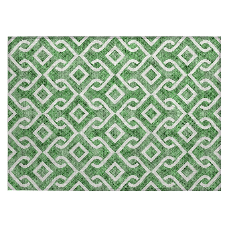 Machine Washable Indoor/ Outdoor Chantille Scroll Trellis Rug