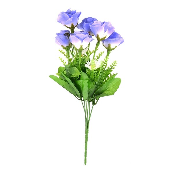 Wedding Party Decor Rose Buds Artificial Flower Bouquet Nosegay Purple Green