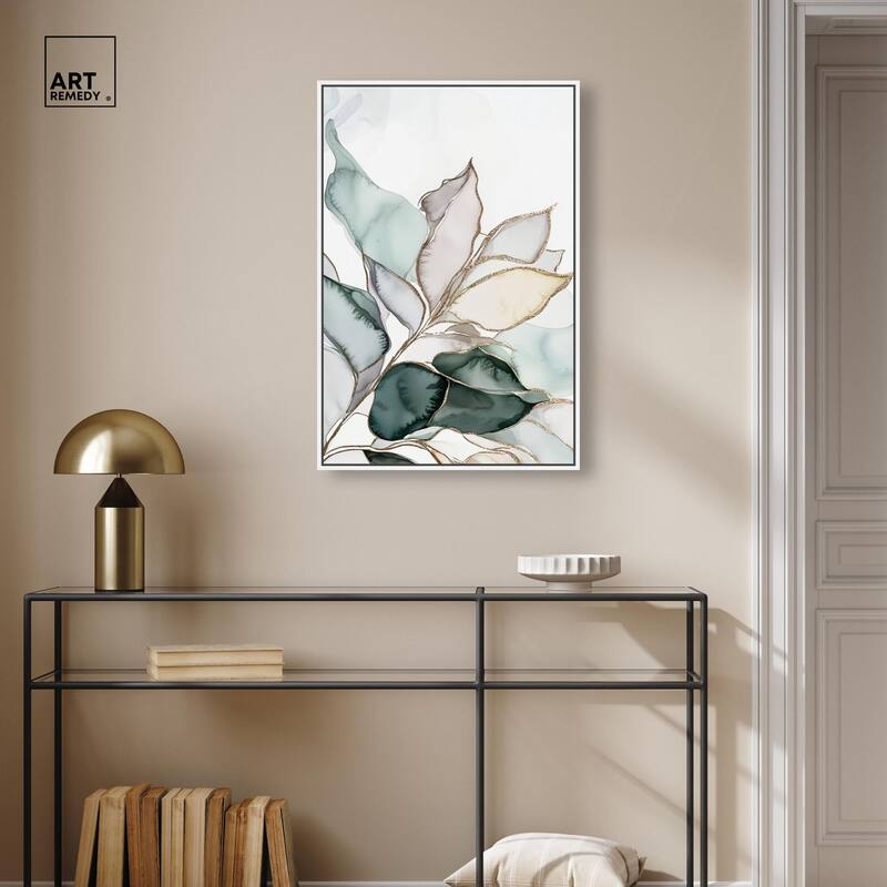 Pastel Leaves with Gold I Canvas by Art Remedy