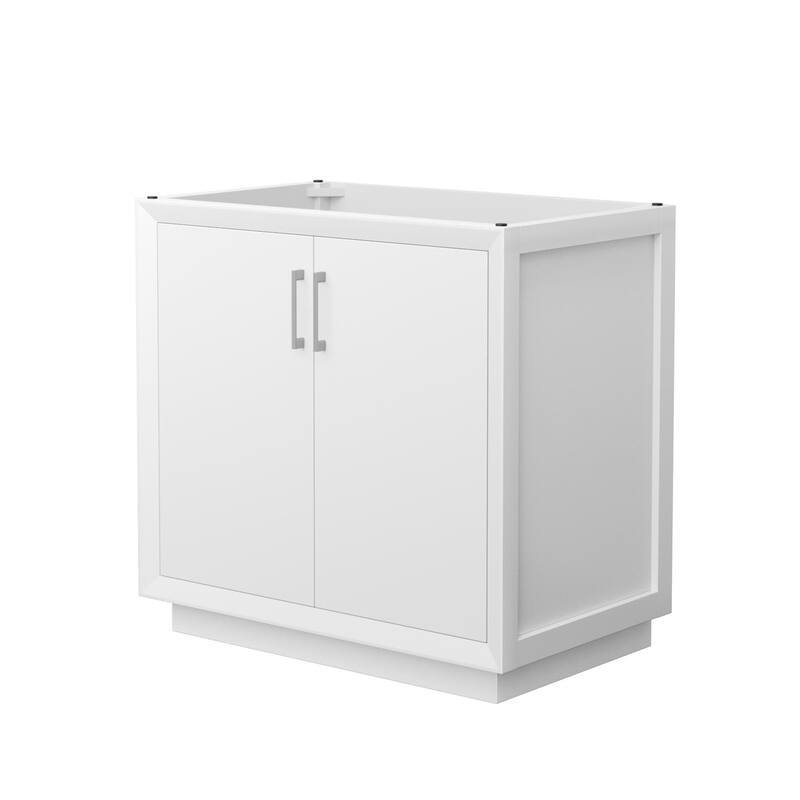 Wyndham Collection WCF414136S-CXSXX-MXX Strada 35" Single Free - White / Brushed Nickel Hardware