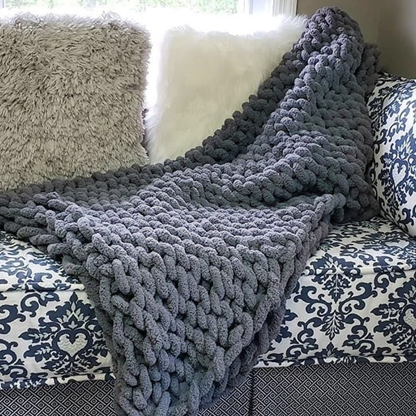 Chunky Knit Throw Blanket Cozy Polyester Chenille Bulky Blankets. Opens flyout.