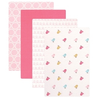 Luvable Friends Baby Girl Cotton Flannel Receiving Blankets, Birdies 4-Pack, One Size - Birdies 4-Pack - One Size