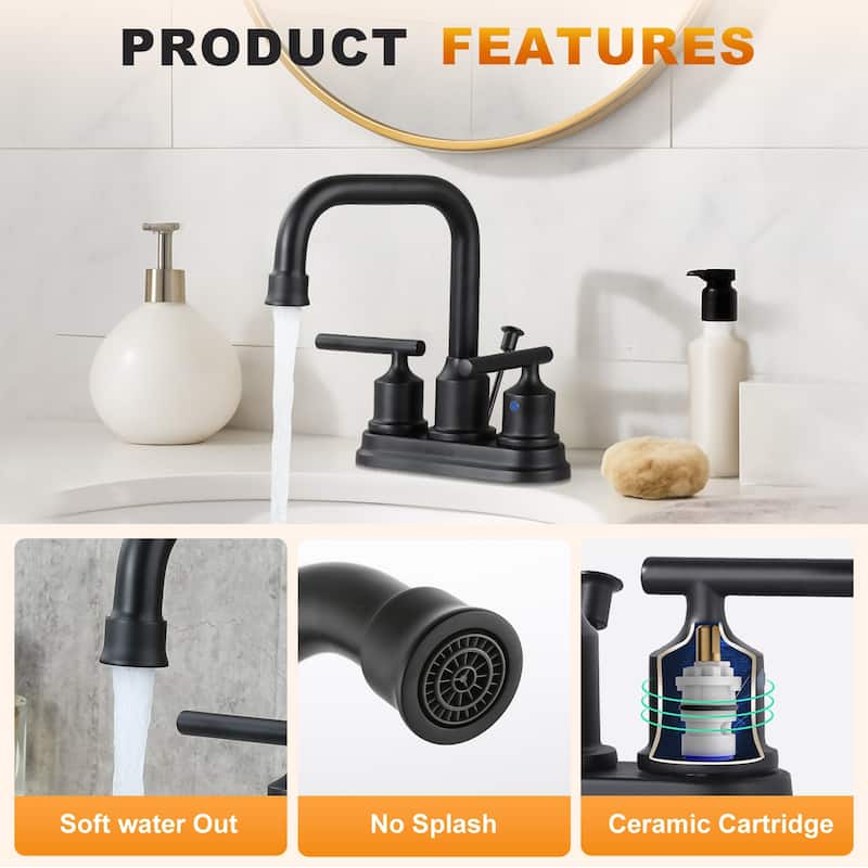 WOWOW 4 in. Centerset Double Handle Bathroom Faucet