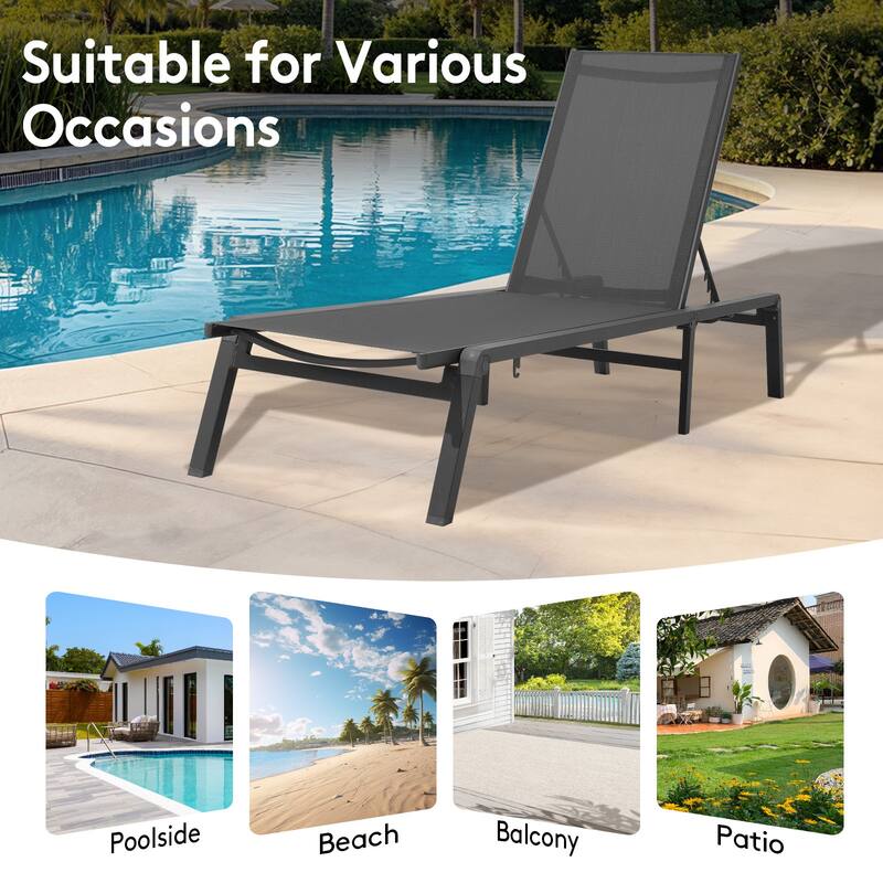 5-Position Reclining Folding Lounge Chair – Adjustable Backrest & Portable Relaxation