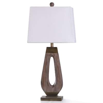 StyleCraft Grifo Wood Washed and Antiqued Gold Metal Table Lamp