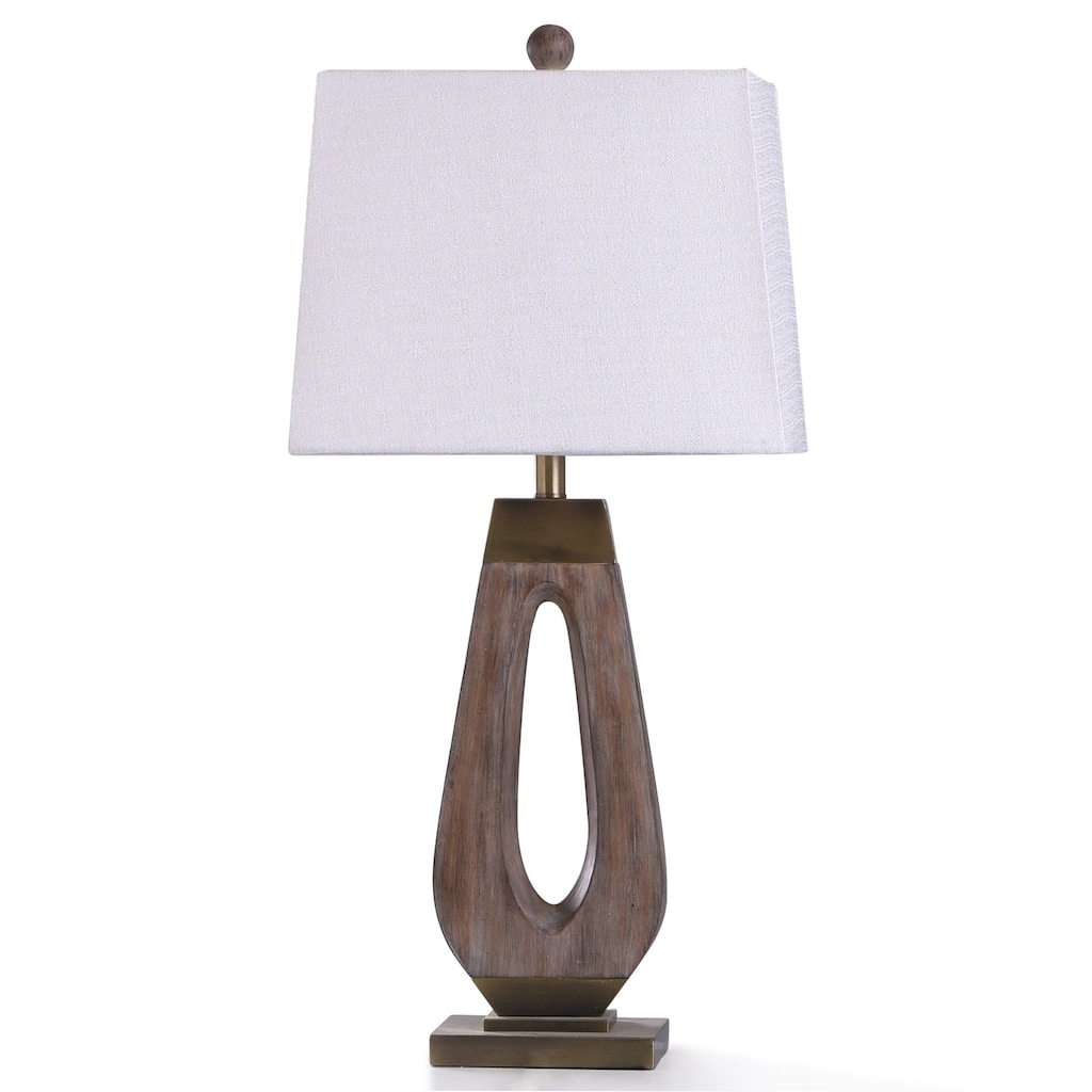 StyleCraft Grifo Wood Washed and Antiqued Gold Metal Table Lamp