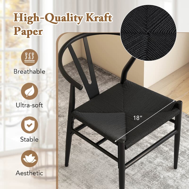 Costway Modern Dining Chair Set of 2/4 Weave Kitchen Armchairs with - See Details