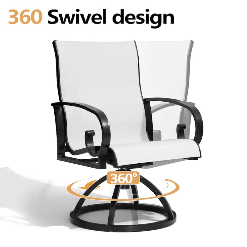 Outdoor Aluminum Patio Swivel Dining Chairs with Sunbrella Fabric
