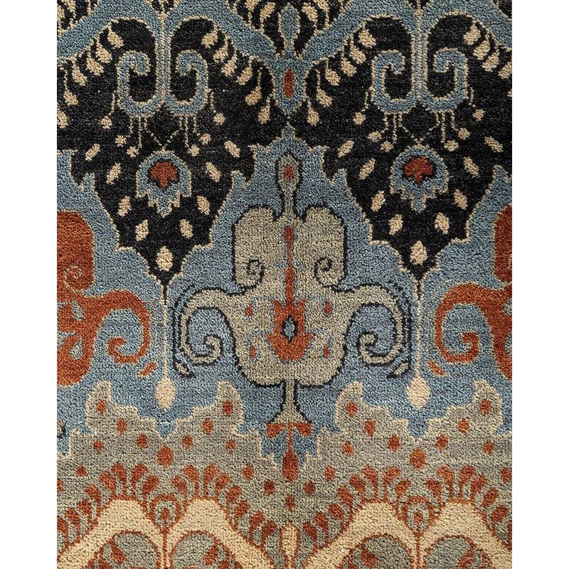 Ikat One-of-a-Kind Hand-Knotted Area Rug - Gray, 9' 1" x 12' 3" - 9' 1" x 12' 3"