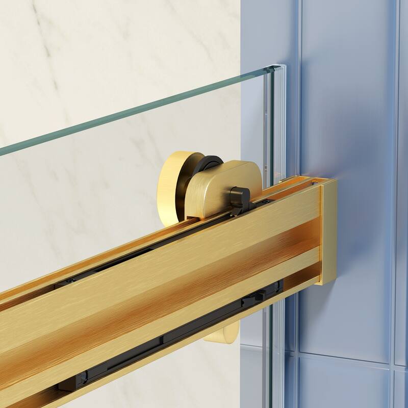 48"/60" x 74" Double Sliding Semi-Frameless Shower Door with Clear Glass