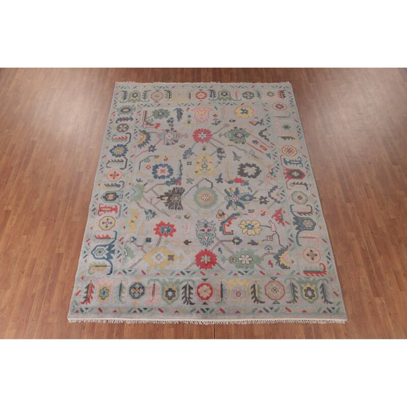 Transitional Floral Oushak Area Rug Handmade Oriental Wool Carpet - 7'11"x 10'4"