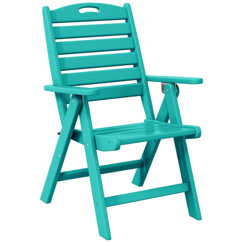 Laguna Foldable Highback Patio Dining Chair with Adjustable Recline Feature - Turquoise