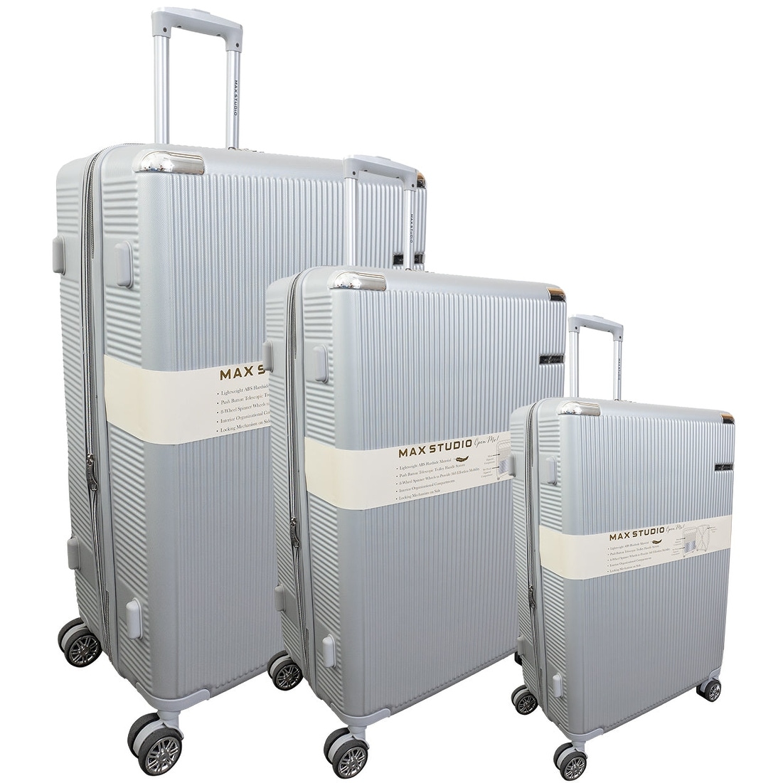 Max Studio 3 Piece Genoa Hardshell Expandable Lightweight Suitcase