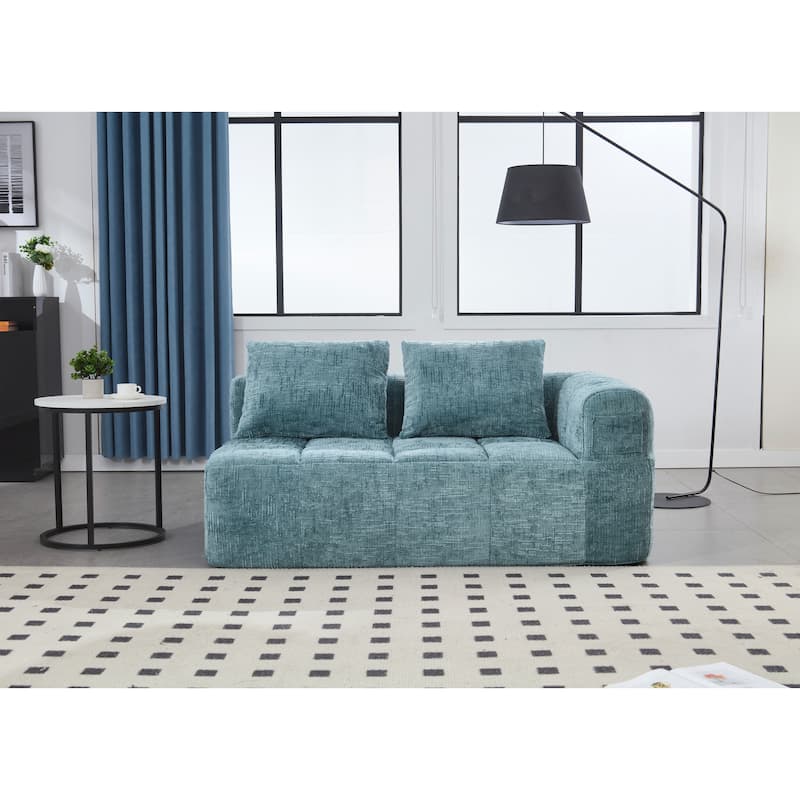 Chenille Loveseat Sofa Upholstered Deep Seat Sofa, Lounge Couch Corner Sofa Minimalist Modular Couches for Apartment