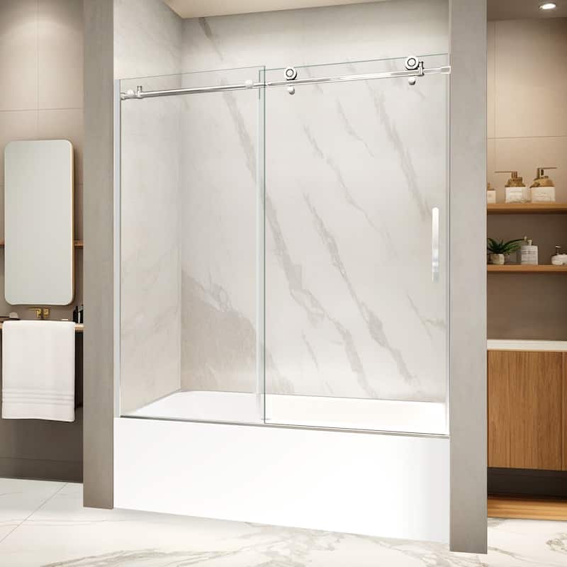i-Homare 55 - 59 in.W x 60 in.H Tub Sliding Shower Door with Soft Closing System