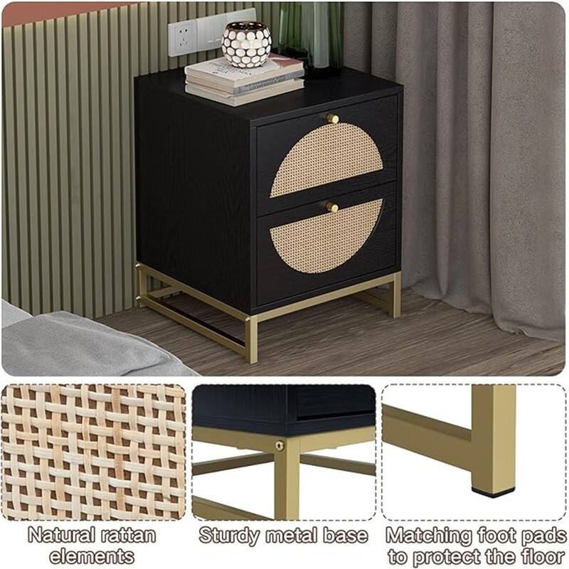 Nightstand with 2 Drawers Set of 1