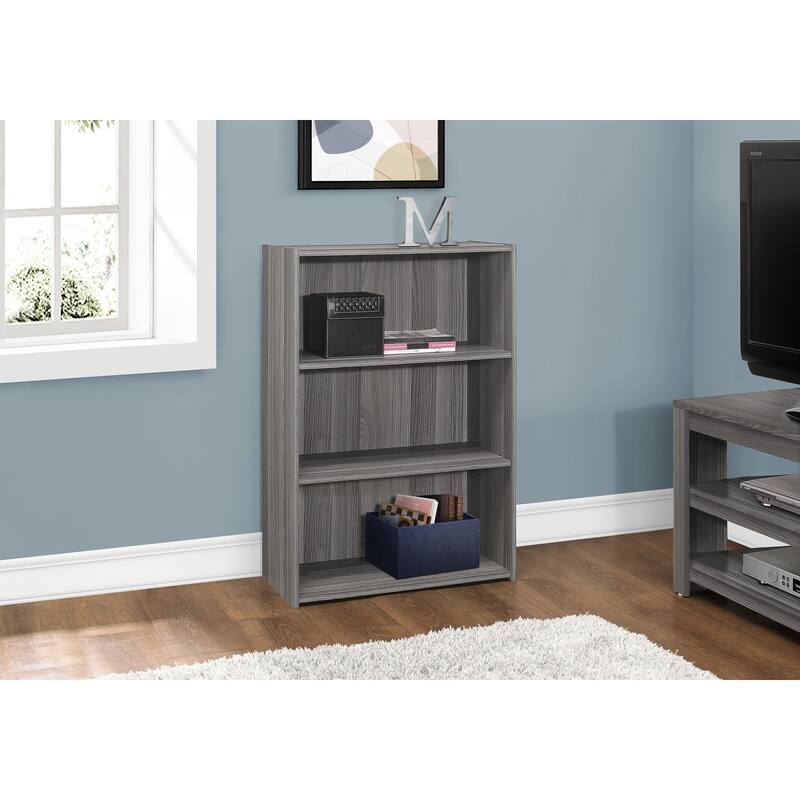 Transitional 4 Tier Bookshelf, 36"h Bookcase with 2 Adjustable Shelves and 1 Fixed Bottom Shelf for Living Room Office Bedroom