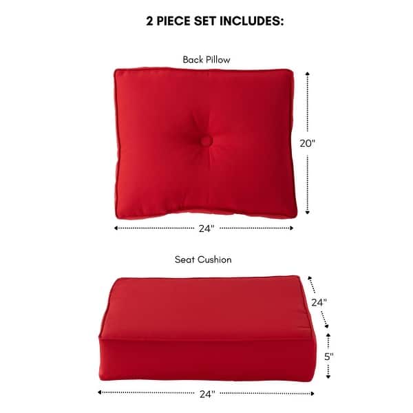 dimension image slide 10 of 12, Sunbrella 2-Piece Premium Deep Seat Outdoor Cushion Set